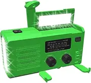 Emergency Radio with 4000mah Battery, Hand Crank Survival Radio with Flashlight, Cell Phone Charger, SOS Alarm Survival, Outdoor Activities Light,Green