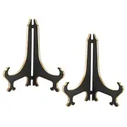 10" Acrylic Plate Stand Holder, 2 Pack Foldable Frame Holder Black Gold