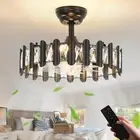 18" Crystal Ceiling Fan with Light and Remote, 18" Caged Ceiling Fan with Lights