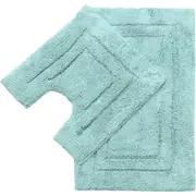 2pc Renee Taylor 2200GSM Soft Tufted Bath/Contoured Mat Carpet/Rug Set Aqua