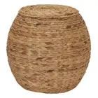 HOUSEHOLD ESSENTIALS Side Table Large Round Wicker Basket Water Hyacinth Braided