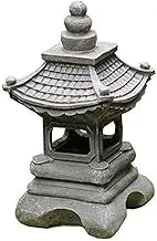 Imitation Stone Pagoda Stupa Lantern Outdoor Garden Statue Asian Decorative, Solar Waterproof Garden Sculpture, Japanese Style Lantern Pagoda Solar Powered LED Outdoor Decor Garden Light