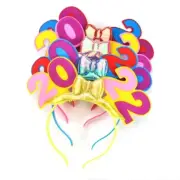 2022 New Year Headband Light Up Flashing Bow Hair Hoop Elastic Photo Props
