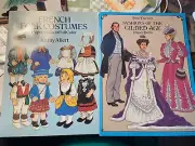 2 Vtg paper dolls books French Folk Custumes & Fashions Of The Gilded Age NEW