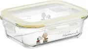 Skater GBST7-A Heat-resistant Glass Storage Container, Snoopy, Watercolor, 22.0 fl oz (650 ml), M, Lid Valve Included, 4 Point Lock