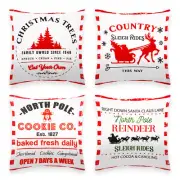 Christmas Farmhouse Cookie Waterproof Throw Pillow Covers 18 x 18 in, Set of 4