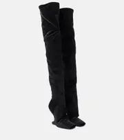 [Rick Owens] Rick Owens Cantilever velvet over-the-knee boots AU 7 black