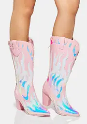 [Y.R.U.] Pink Space Cowgirl Flame Boots