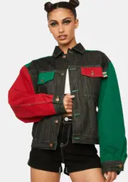 [Cross Colours] Colorblock Cotton Denim Jacket