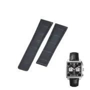 22mm Black Leather Watch Strap For Tag Heuer Monaco CAW2114 FT6021