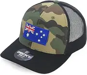 [INTERSTATE] Camouflage Cap, Decky 1054 Camo Trucker Hat, Mid-Profile Structured Baseball Cap, Mesh Back, Cotton-Nylon, Snapback, Sweatband Comfort, Sports and Casual Wear, Black-Woodland Colours