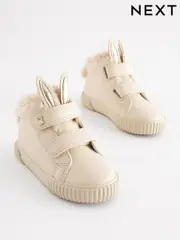 Bone White Bunny Wide Fit (G) Touch Fasten Strap High Top Trainers (D91365) | $46 - $50