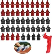 [Taicols] 48pcs Track Spikes Replacement 1/4 Inch with Spike Wrench Kit, Sturdy Steel Cross Country Spikes Pyramid Spikes for Track Shoes Sports Sprint Shoes Long Jumping Running Jogging Hiking Cross
