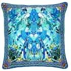 NEW Camilla AMAZON AZURE SMALL SQUARE CUSHION Cover Case Blue Crystals SILK