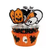Skull Bat and Pumpkin Cupcake Kit 72-Piece with 48-Cups and 24-Picks by Wilton