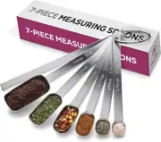 Premium Stainless Steel Measuring Spoons Set - 7-Piece Kitchen Spoons with Level