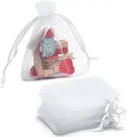 Tendwarm 100pcs 3x4 Inch Sheer Organza Bags for Party Festival Wedding Favor Bags with Drawstring Gift Bags Christmas