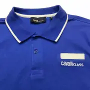 NWT Roberto Cavalli Class Woven Polo Shirt Cotton Blend Shirt Sz L SLIM FIT