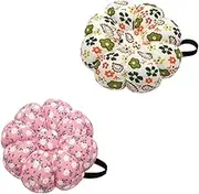 2 Pieces Wearable Wrist Pin Cushion Pumpkin Needle Insert Flower Pattern Design Pin Cushions Needle Holder for DIY Sewing Craft Needlework 2 Floral Patterns