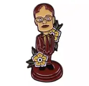 Dwight Schrute Bobblehead Enamel Pin Gift From Angela! 1.25”