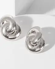 Silver Interlocking Stud Earrings