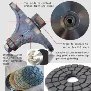 1 1/2" Diamond Demi Bullnose Router Bit 5" Polishing Pad 25 stone concrete edge