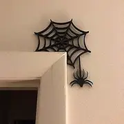 Halloween Door Corner Sign Ornament, Halloween Witch & Spider Web Decor Sign, Wooden Home Door Corner Decoration /616 (Color : Spider Web)