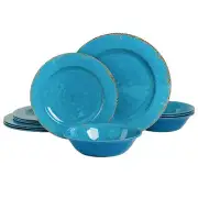 Gibson Home Mauna Melamine Plastic Dinnerware Set, Service for 4 (12pcs), Lig...