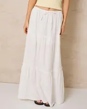 [Roxy] Roxy Women's Sweetwater Maxi Skirt in Snow White Size Medium M Snow White