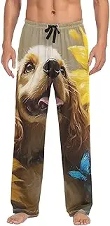 [PDZRMY] Cocker Spaniel Dog Sunflower Pajama Pants for Men Men's Separate Bottoms, Lounge Pants with Pockets S