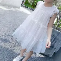 在飛比找蝦皮購物優惠-女童白色洋裝兒童禮服畢業禮服女寶洋裝洋裝夏寶寶洋裝女童紗裙夏