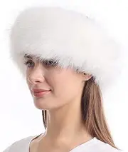 Faux Fur Headband for Women – Elastic Fuzzy Winter Earwarmer Headband for Cold Weather & Ski Earmuff（21-23.5 inch）