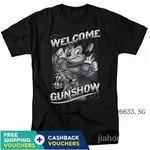 現貨純棉T恤MIGHTY MOUSE卡通CBS電視係列MIGHTY GUNSHOW成人T恤T恤黑色快速髮貨4XL，5XL