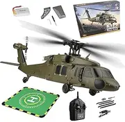 K170 Remote Control Helicopter, Wl K170 Black Hawk Uh-60l 1 70 Size 2.4g 4ch Flybarless Rc Helicopter, with Altitude Hovering, Brushless Motor Adjustable Left and Right Hand Throttle (Green)
