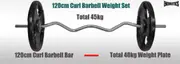 45kg Ez Grip Curl Barbell Weight Set - 120cm Curl Bar + 40kg Iron Weight Plates