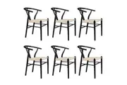 Levede 6x Dining Chairs Wooden Hans Wegner Chair Wishbone Chair Cafe Lounge Seat