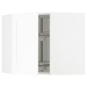 METOD corner wall cabinet with carousel, white Enköping/white wood effect, 68x37x60 cm