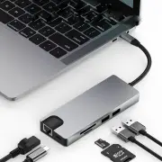 9 9 in 1 USB-C Data Hub with 2-Port USB 3.0 TF SD Card Reader USB-C PD Charging HDMI 4K Display VGA 3.5mm Audio Port for MacBooks Notebooks Phone
