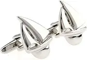 [Williamcr] Nautical Sailboat Silver Cufflinks for Men, Sailing-Inspired Accessories, Ideal for Formal Events and Gift Giving, Medium, Brass, no gemstone