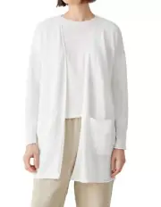 New Womens Eileen Fisher White Open Front Linen Blend Cardigan Sweater Top 1X