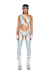 [Club Exx] Prism Moonwalk Cut-Out Catsuit - Snake