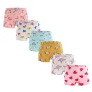 6 Pack Girls' Underwear 100% Cotton Cartoon Hipster Boyshort Briefs Soft Panties