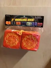 Hanging Dice 3” Fire Department Red Yellow Novelty Hot Rod Low Rider