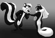 Pepe Le Pew Skunk Penelope PussyCat Metal Magnet 2.5 x 4 inches 8705