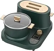 4 in 1 Toaster Family Breakfast Station 2 Slice Breakfast Station Wide Slot Toaster Sandwich Breakfast Machine with Frying Pan Boiling Pot Green (Color : Green)