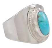 Navajo Native American Kingman Turquoise Ring Size 8 by Herbert Pino SKU230596