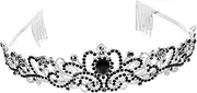 [PAMINGONO] Combed Rhinestone Crown Prom Crown (silver-black) Gold Crown Tiara Hair Hoops Crown Wedding Crown for Bride Crown Headband Bridal Queen Costume Crown Bridesmaid Cake 3a Rhinestones