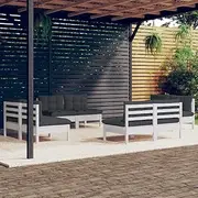 8 Piece Patio Garden Lounge Set - Pinewood Outdoor Chairs with Anthracite Cushions for Balcony, Lawn, and Deck Furniture Sets