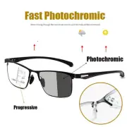 Photochromic Anti-blue Reading Glasses Gunmetal Progressive Multifocal Magnifier