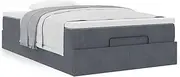 vidaxl Ottoman Bed Frame with Mattress - Dark Grey King Single - Velvet, Pocket Spring, Hydraulic Storage